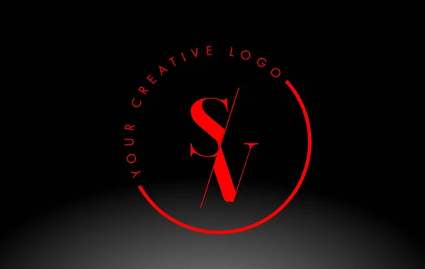 赤いSvセリフ文字のロゴデザインとクリエイティブ交差カット ストックイラスト