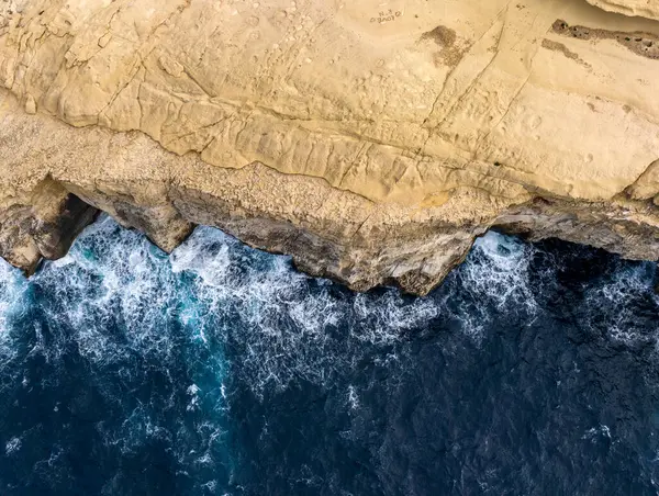 Costas Rochosas Malta Partir Fotografia Aérea Acima Revelando Fascínio Costeiro — Fotografia de Stock
