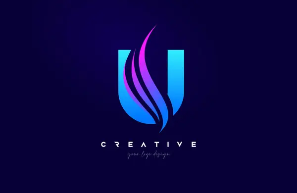 List Swoosh Alfabet Projektowanie Logo Kreatywnych Kształtów Swoosh Niebiesko Różowych — Wektor stockowy