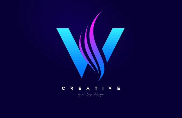 Літера Swoosh Алфавіт Дизайн Логотипу Креативними Формами Swoosh Синьо Рожевих — стоковий вектор