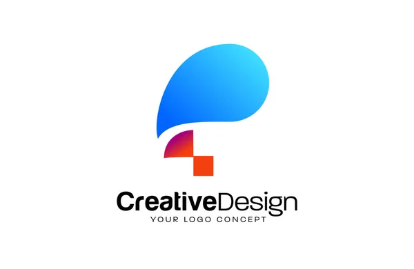 Pixel Concept Bokstav Logo Design Med Röda Och Blå Färger — Stock vektor