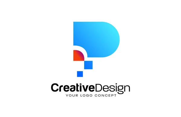 Pixel Concept Letter Logo Design Mit Roten Und Blauen Farben — Stockvektor