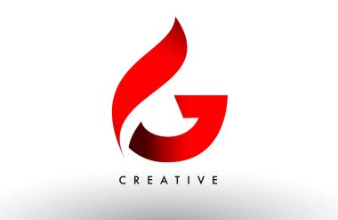 G kırmızı harfi logo tasarım simgesi. İş kimliği için yaratıcı eğimli swoosh G harf simgesi vektörü