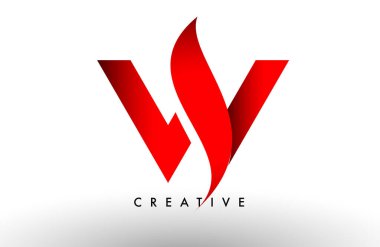 W kırmızı harfi logo tasarım simgesi. İş kimliği için yaratıcı eğimli swoosh W harfi simgesi vektörü