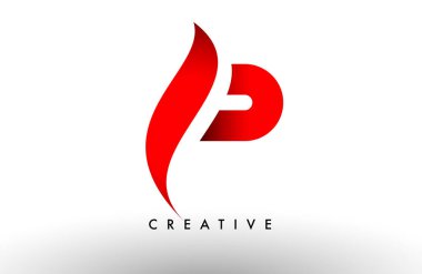 P kırmızı harf logo tasarım simgesi. İş kimliği için yaratıcı eğimli swoosh P harfi simgesi vektörü