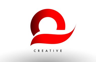 O kırmızı harf logo tasarım ikonu. İş kimliği için yaratıcı eğimli swoosh O harfi simgesi vektörü