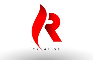 R kırmızı harfli logo tasarımı simgesi. İş kimliği için yaratıcı eğimli swoosh R harf simgesi vektörü