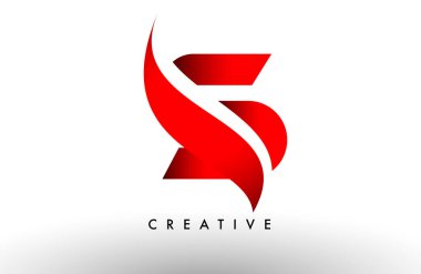 S kırmızı harf logo tasarım simgesi. İş kimliği için yaratıcı eğimli swoosh S harfi simgesi vektörü