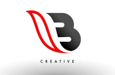 B harfli logo Simgesi Vektör Tasarımı. Modern Swoosh Kırmızı ve Gri Alfabe harf konsept vektör çizimi