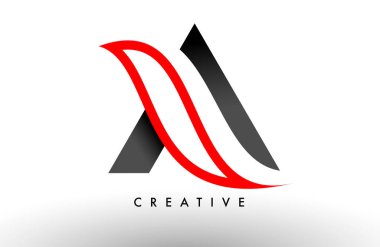 Bir harf logosu Simge Vektör Tasarımı. Modern Swoosh Kırmızı ve Gri Alfabe harf konsept vektör çizimi