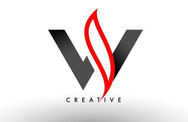 W harfi logosu Simge Vektör Tasarımı. Modern Swoosh Kırmızı ve Gri Alfabe harf konsept vektör çizimi
