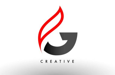G harfi logosu Simge Vektör Tasarımı. Modern Swoosh Kırmızı ve Gri Alfabe harf konsept vektör çizimi