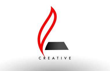 L harfi logosu Simge Vektör Tasarımı. Modern Swoosh Kırmızı ve Gri Alfabe harf konsept vektör çizimi