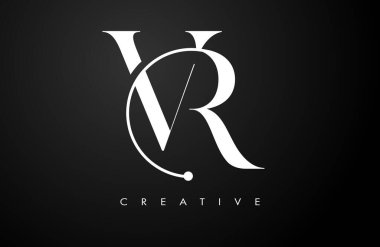 VR Serif harfi logo tasarımı. Zarif vr vektör alfabe harfleri konsept sembolü İllüstrasyon