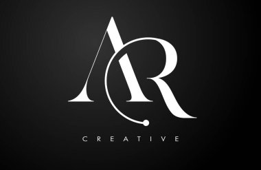 AR Serif harfi logo tasarımı. Zarif ar vektör alfabesi harfleri konsept sembolü İllüstrasyon