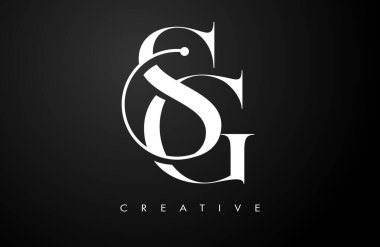 SG Serif harfi logo tasarımı. Zarif sg vektör alfabe harfleri konsept sembolü İllüstrasyon