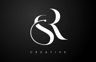 SR Serif harfi logo tasarımı. Zarif SR vektör alfabe harfleri konsept sembolü İllüstrasyon