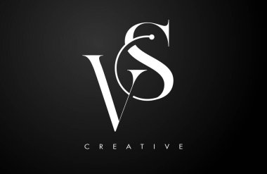 VS Serif mektup logosu tasarımı. Zarif vs vektör alfabe harfleri konsept sembolü İllüstrasyon