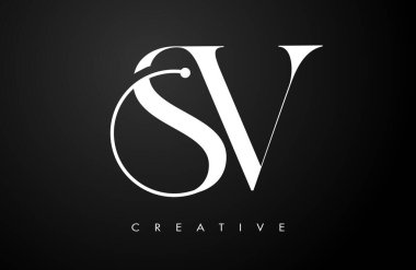 SV Serif harfi logo tasarımı. Zarif sv vektör alfabe harfleri konsept sembolü