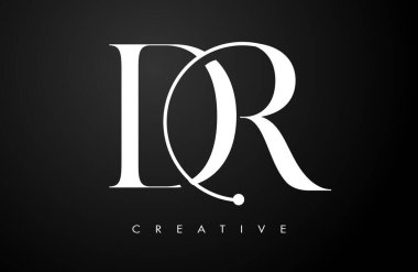 DR Serif mektup logosu tasarımı. Zarif dr vektör alfabesi harfleri konsept sembolü İllüstrasyon