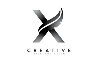 X tüyü harf logosu. X harfi alfabe konsepti Vektör İllüstrasyonunun yaratıcı simgesi