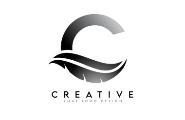 C tüyü Harf Logosu. C harfinin yaratıcı simgesi alfabe konsepti Vektör İllüstrasyonu