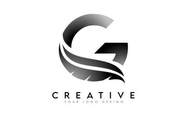 G tüyü Harf Logosu. G harfi alfabe konsepti Vektör İllüstrasyonunun yaratıcı simgesi