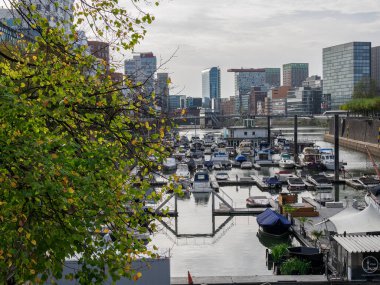 Almanya 'nın Ren Nehri kıyısında Düsseldorf şehri.