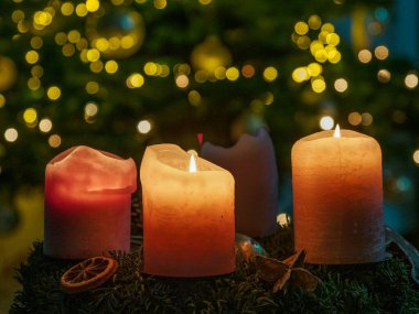 Birçok ışık ile Noel ağacı