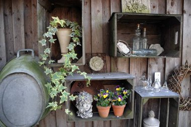 Baharda Alman bahçesinde çiçekler.