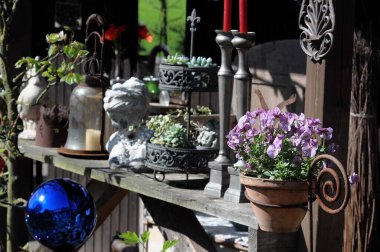 Baharda Alman bahçesinde çiçekler.