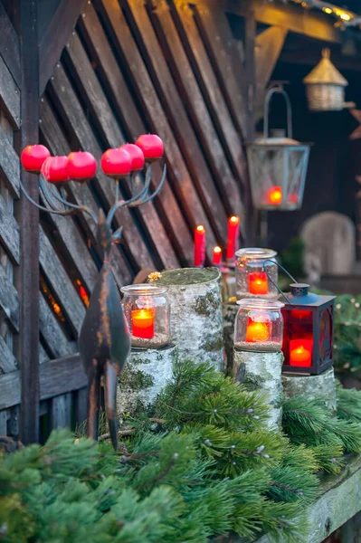 stock image candles in the garden