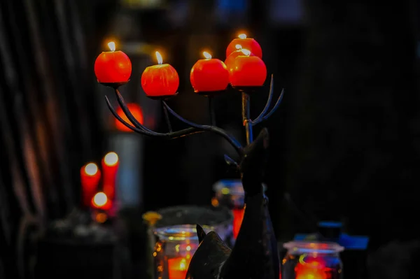 정원에 촛불들 — 스톡 사진