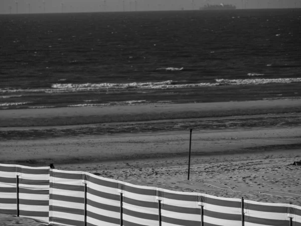 Solnedgång Vid Stranden Haan Belgien — Stockfoto