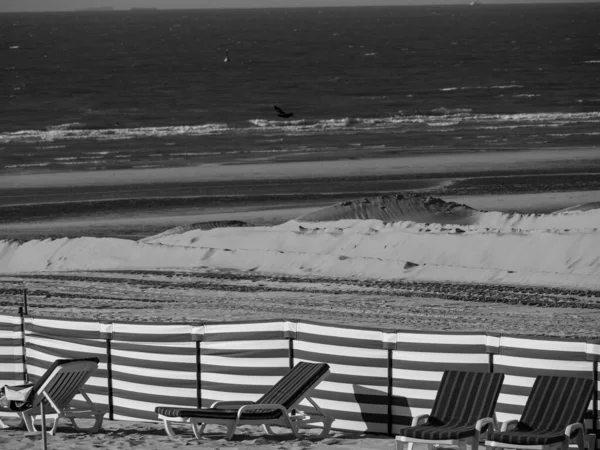 Pôr Sol Praia Haan Bélgica — Fotografia de Stock