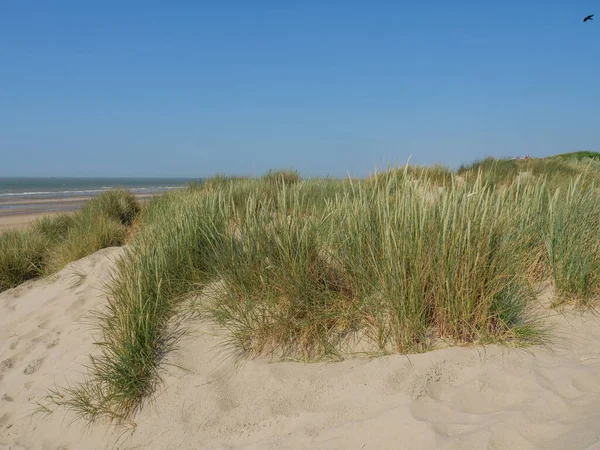 stock image The beach of De Haan at the belgian north sea coast