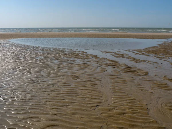 stock image The beach of De Haan at the belgian north sea coast