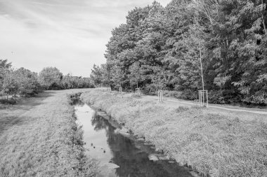 Ramsdorf köyü ve Westphalia 'daki aa nehri.