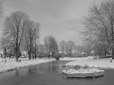 Raesfeld Kalesi 'nde kış mevsimi