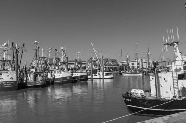 Ditzum köyü Almanya 'daki ems nehrinin orada.