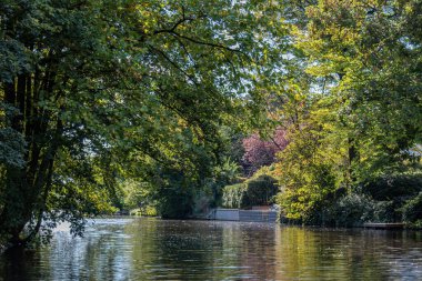 Hamburg şehri Alster nehrinin kıyısında.