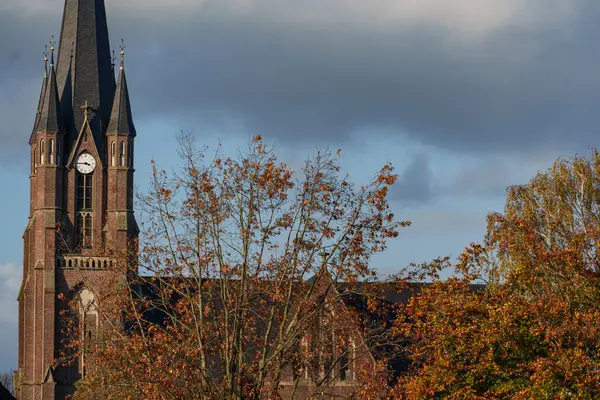 Velen şehrinin yakınlarındaki Westphalia 'da sonbahar mevsimi