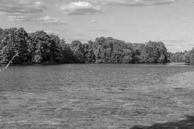 Alman Muensterland 'inde bir gölde bahar akşamı