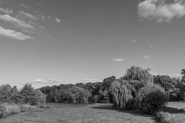 Alman Muensterland 'inde bir gölde bahar akşamı