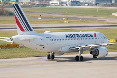 Zurich, Switzerland, January 19, 2023 Air France Airbus A319-111 aircraft is taxiing to its take off position