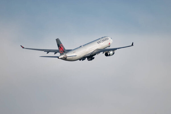 Zurich, Switzerland, January 19, 2023 Air Canada Airbus A330-343 aircraft taking off from runway 16