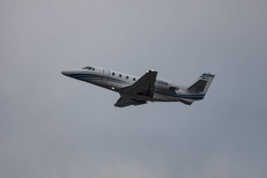 Zurich, Switzerland, January 20, 2023 Cessna 560XL Citation XLS+ business aircraft departing from runway 28 after the world economic forum in Davos