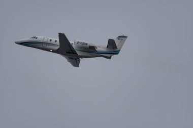 Zurich, Switzerland, January 20, 2023 Cessna 560XL Citation XLS+ business aircraft departing from runway 28 after the world economic forum in Davos