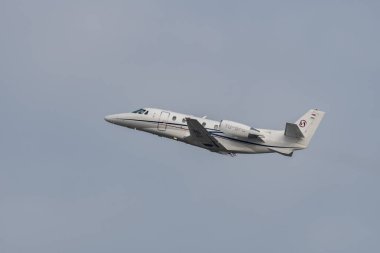 Zurich, Switzerland, January 20, 2023 Cessna 560XL Citation XLS+ business aircraft departing from runway 28 after the world economic forum in Davos