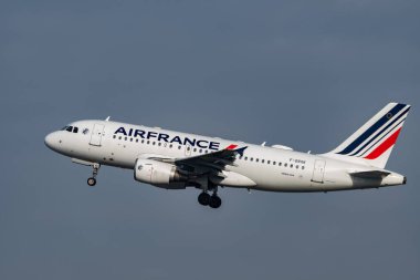Zurich, Switzerland, January 20, 2023 Air France Airbus A319-115 aircraft departing from runway 28
